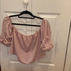 Off the shoulder satin shirt